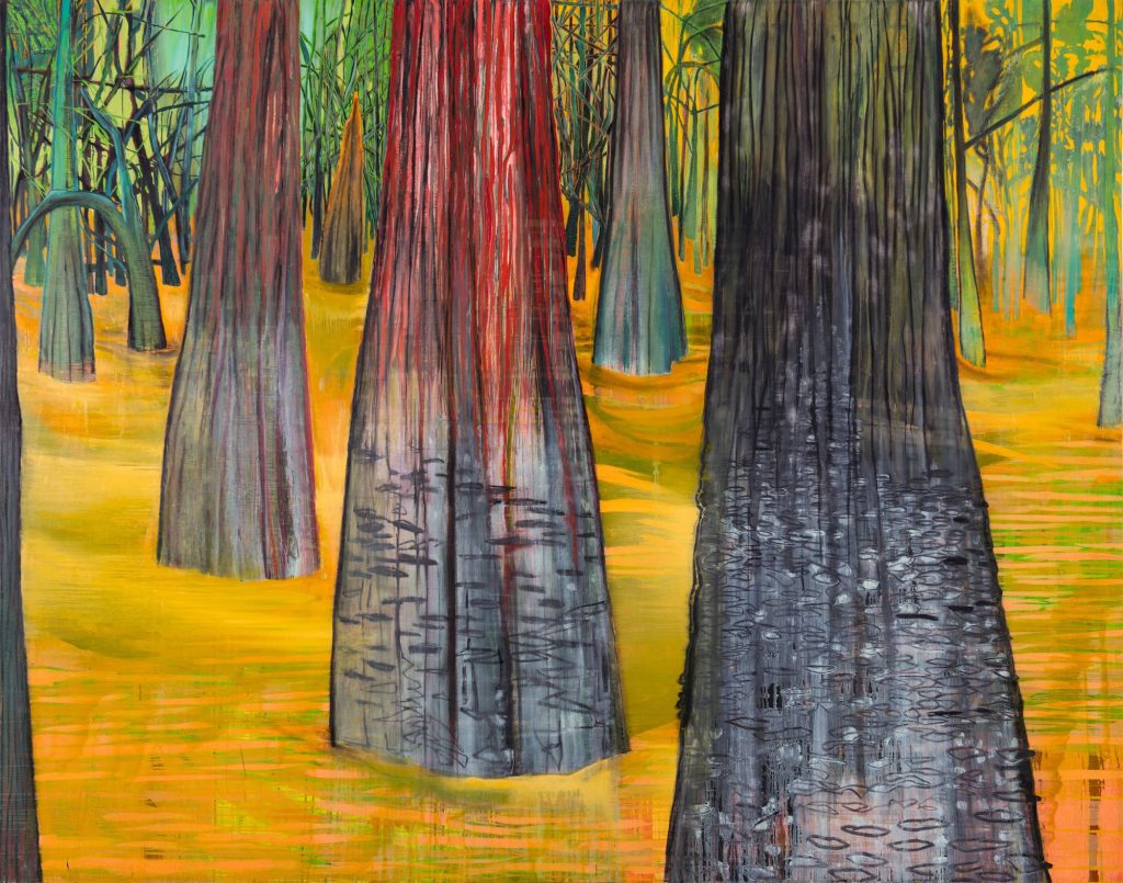 Sue McNally Louisiana Swamp, LA, 2016 Oil and charcoal on canvas 90 x 114 inches