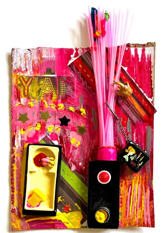 Laura Bell and Ian Ganassi The Corpses: Party Like Barbie, 2023 Mixed media on cardboard 14 x 9.5 in.