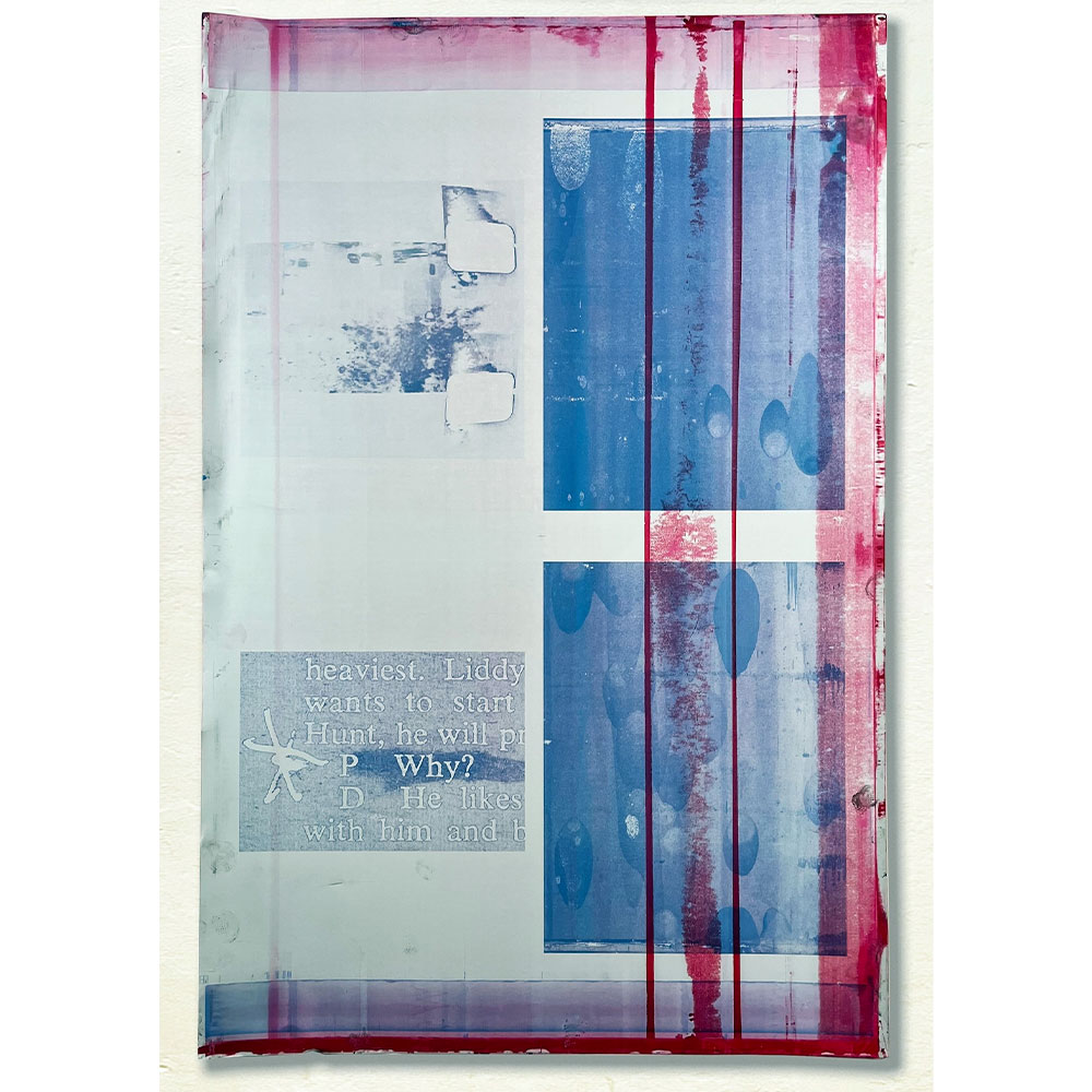 R.C. Baker Zapruder Rising (Magenta), 2018 Four aluminum printing plates, emulsion, ink, solvent 35 x 22.75 inches