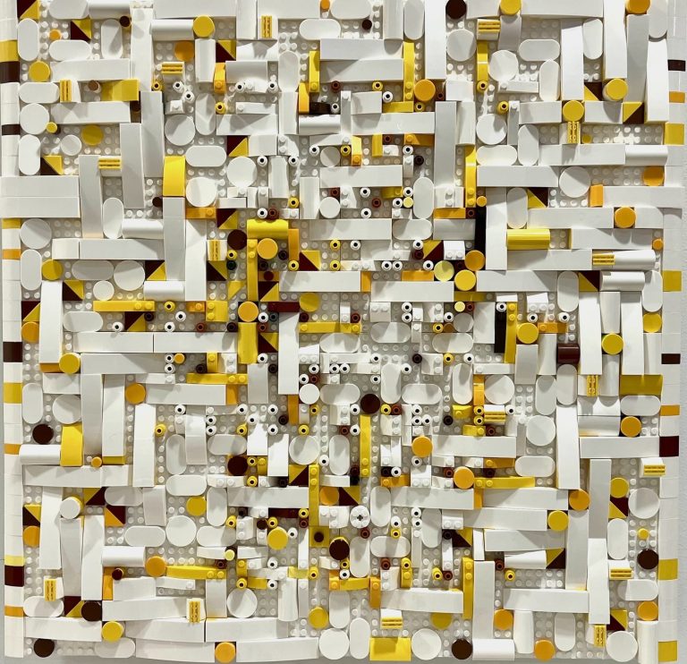Jaye Moon Pulkkoch 3 (Wildflower 3), 2025 1200 Lego bricks in Braille 20 x 20 x 1.5 inches
