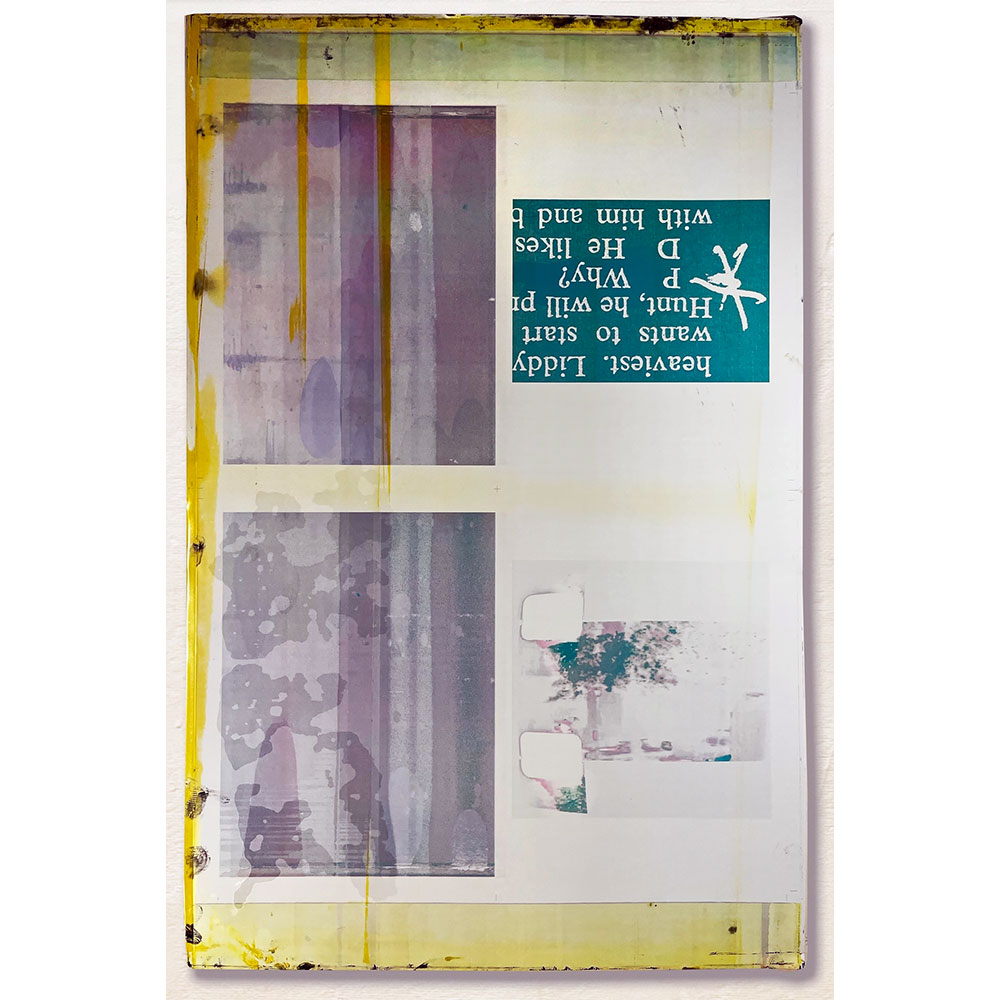 R.C. Baker Zapruder Rising (Yellow), 2018 Four aluminum printing plates, emulsion, ink, solvent 35 x 22.75 inches