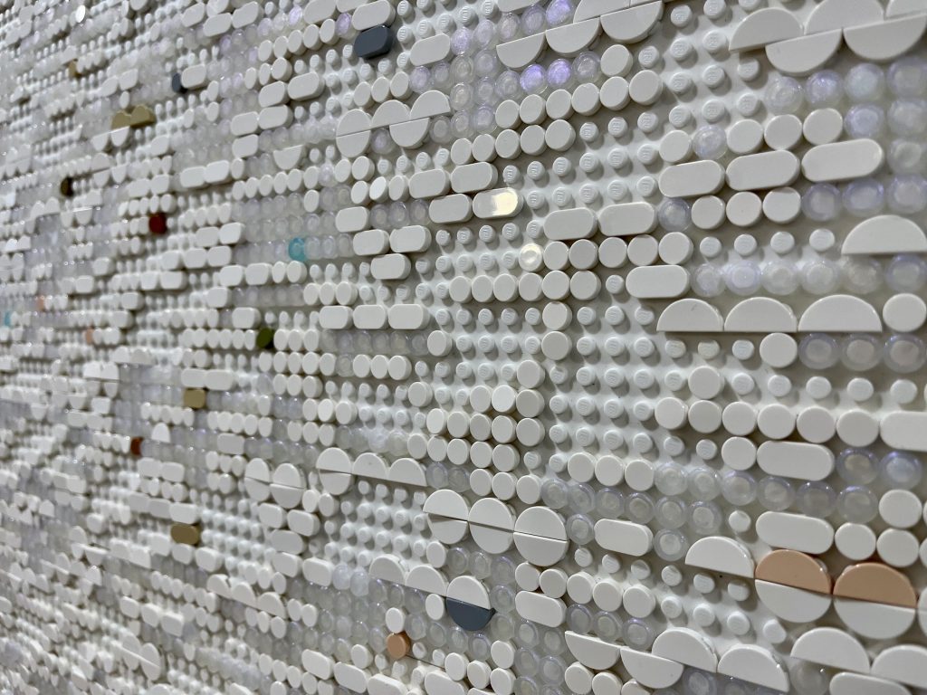 Jaye Moon Sonagi (Sudden Rain Shower), 2025 20,000 Lego bricks with number codes in Braille on Dibon 25 x 80 x 1 inches Signed, dated, and inscribed by the artist