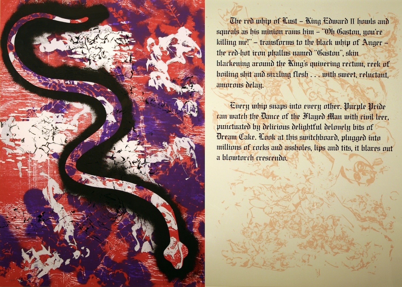 William S. Burroughs Lust from The Seven Deadly Sins, 1991 Woodcut and screen print Edition of 90, 10 APs 45.25 x 31 inches, image, unframed 45.25 x 31 inches, text, unframed