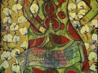 Janet Taylor Pickett, Melon Dress, 2001, oil, charcoal, oil stick and collage on canvas, 60 x 40 in