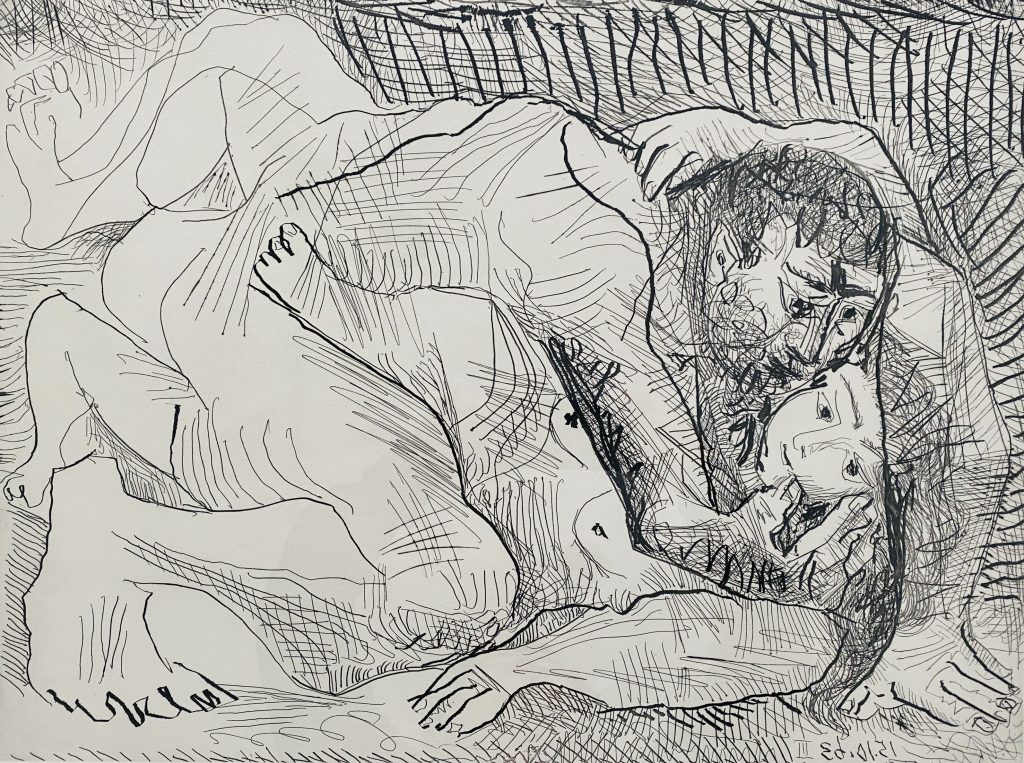 Pablo Picasso L’Etreinte, 1963 Etching on Rives paper Edition of 50 16 1/2 x 22 1/4 in., plate size Bloch #1111 Signed