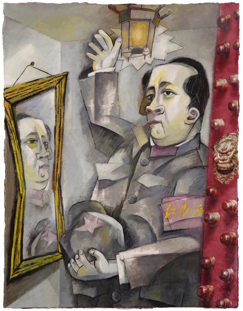 Zhang Hongtu Mao, After Picasso, 2012 Oil, ink, collage on canvas 45 X 35 in. Signed