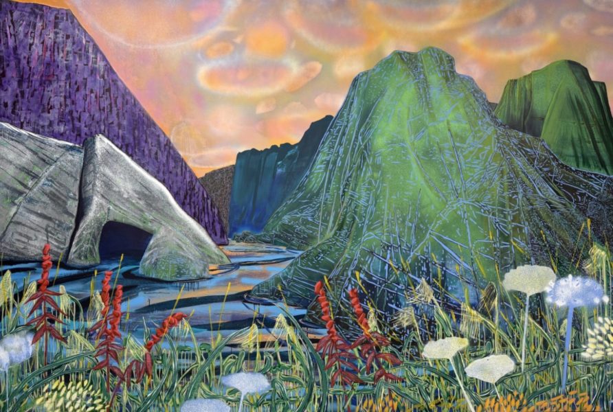 Sue McNally Sisters and a Dad, 2025 Acrylic on canvas 90 x 133 inches