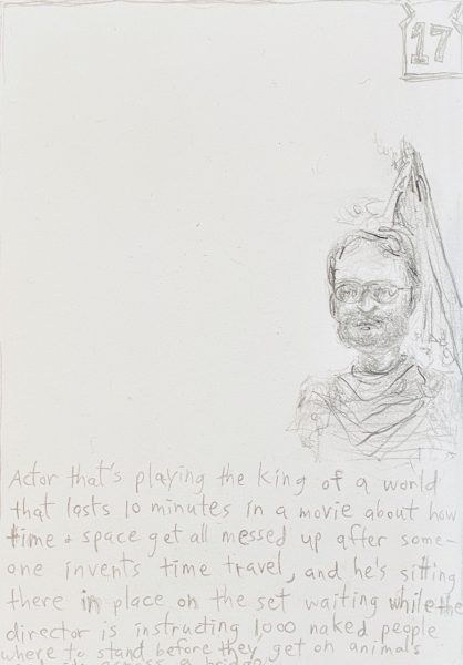 Jeff Gabel #17 (Card Series 2), 2006 Pencil on paper 4.25 x 3 in.