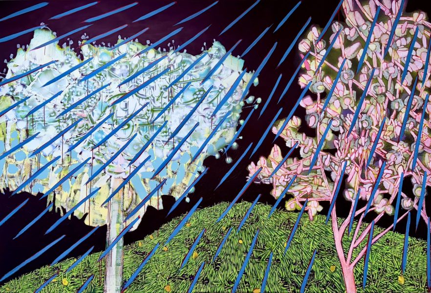 Sue McNally Stella and Finn, 2025 Acrylic on canvas 90 x 133 inches