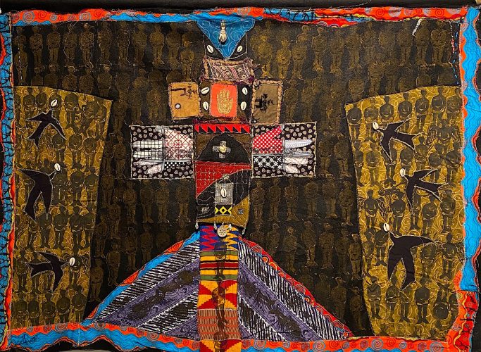 Janet Taylor Healing Shirt, 2007 Quilted fabric construction with mixed media on felt Mixed Media, Fiber Work 44 x 55 in.