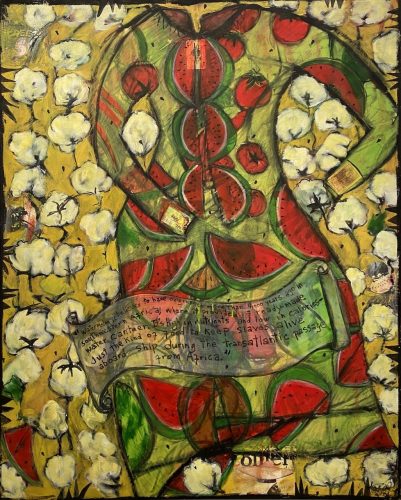 Janet Taylor Pickett Melon Dress, 2001 Oil, charcoal, oil stick, and collage on canvas 60 x 48 in.