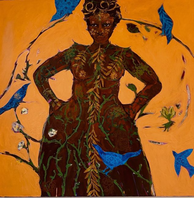 Janet Taylor Pickett Gaia, 2022 Acrylic, collage on canvas 48 x 48 in.