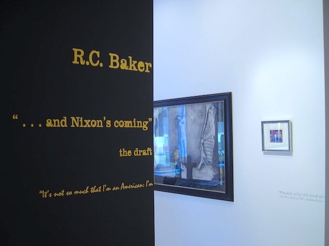 RC Baker: "...and Nixon's coming" the draft, installation view