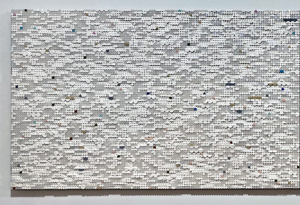 Jaye Moon Sonagi (Sudden Rain Shower), 2025 20,000 Lego bricks with number codes in Braille on Dibon 25 x 80 x 1 inches Signed, dated, and inscribed by the artist
