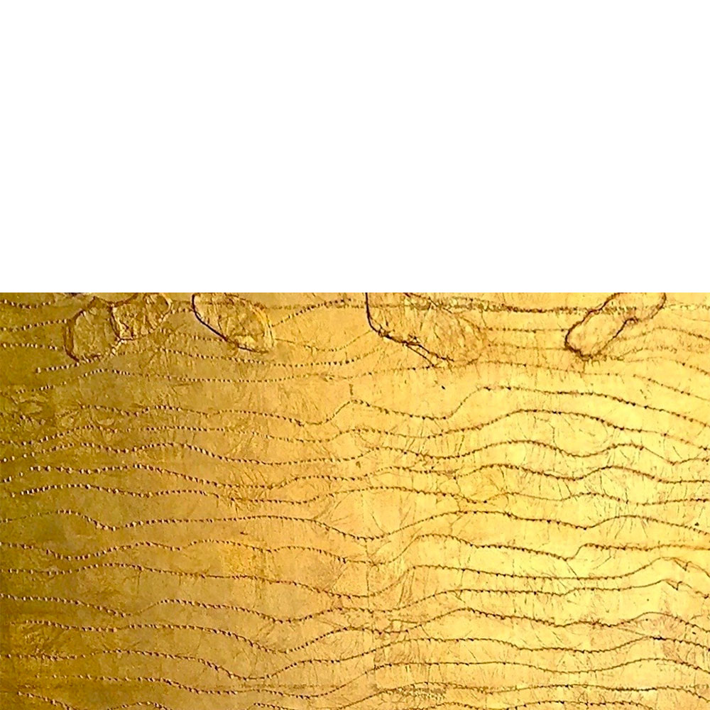 Nobuo Sekine Phase Conception: Spring Sea, detail, 1988 Gold leaf, acrylic paint on layers of thick handmade Japanese paper 64 x 89 x 2.5 in. (163 x 226 x 6.4 cm) Signed, dated, and inscribed “N. Sekine ’88, G150-7, Spring Sea” (on a label affixed to the reverse)