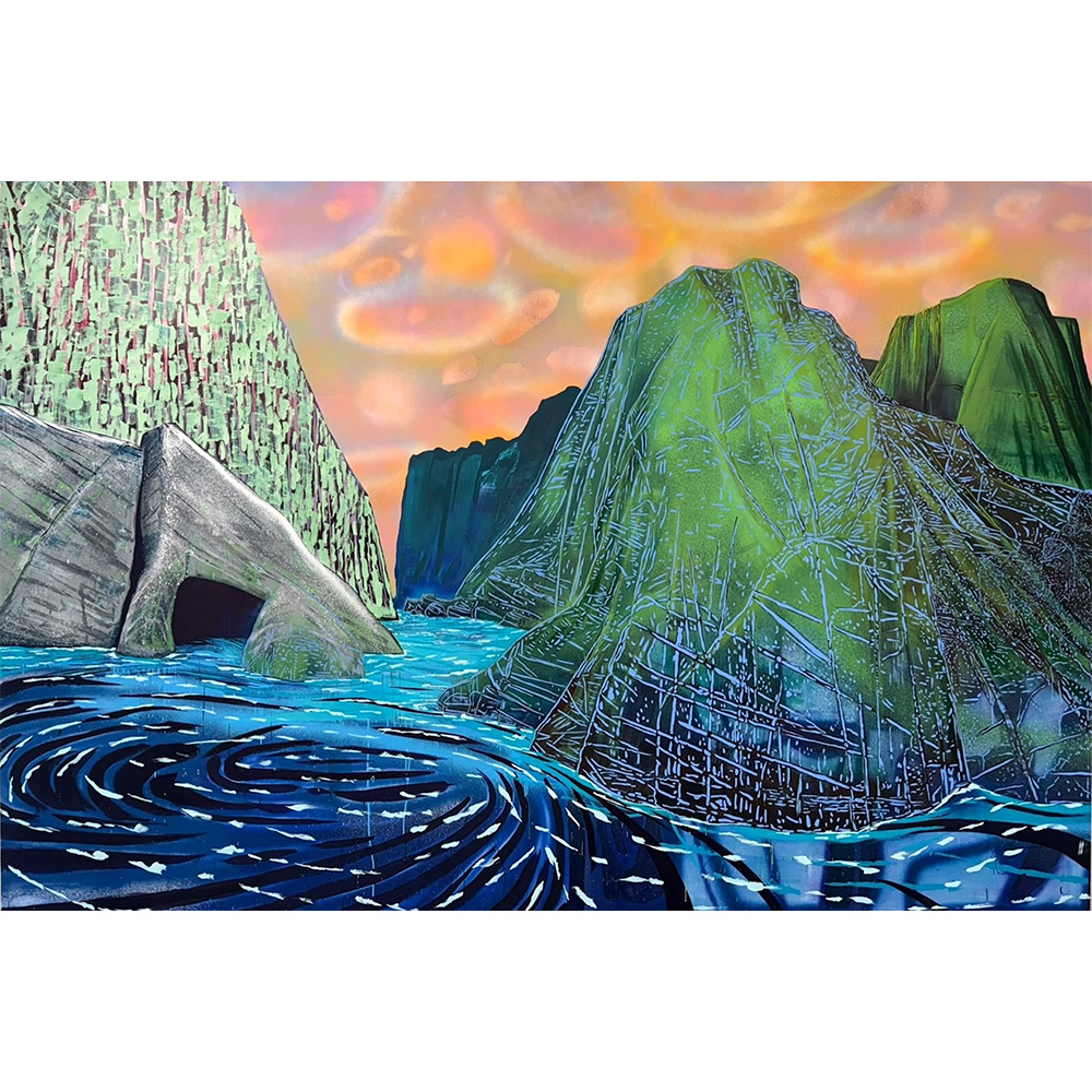 Sue McNally Sisters and a Dad, 2025 Acrylic on canvas 90 x 133 inches